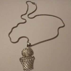 Silver Basketball Hoop Mens Chain